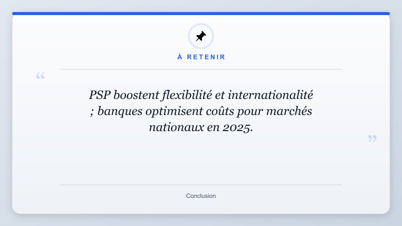 À retenir: PSP boostent flexibilité et internationalité ; banques optimisent coûts pour marchés nationaux en 20...