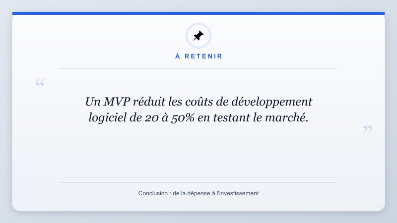 À retenir: Un MVP réduit les coûts de développement logiciel de 20 à 50% en testant le marché.