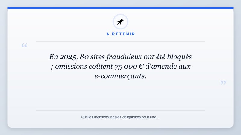 À retenir: En 2025, 80 sites frauduleux ont été bloqués ; omissions coûtent 75 000 € d'amende aux e-commerçants...