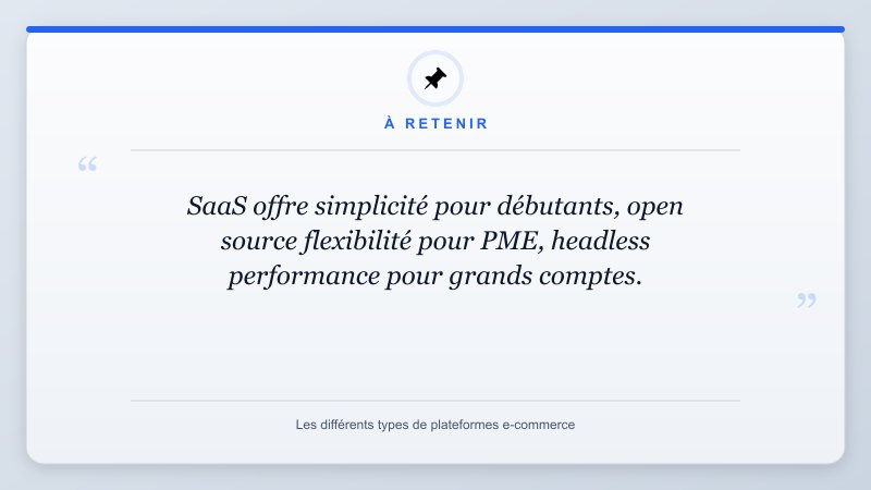 À retenir: SaaS offre simplicité pour débutants, open source flexibilité pour PME, headless performance pour gr...