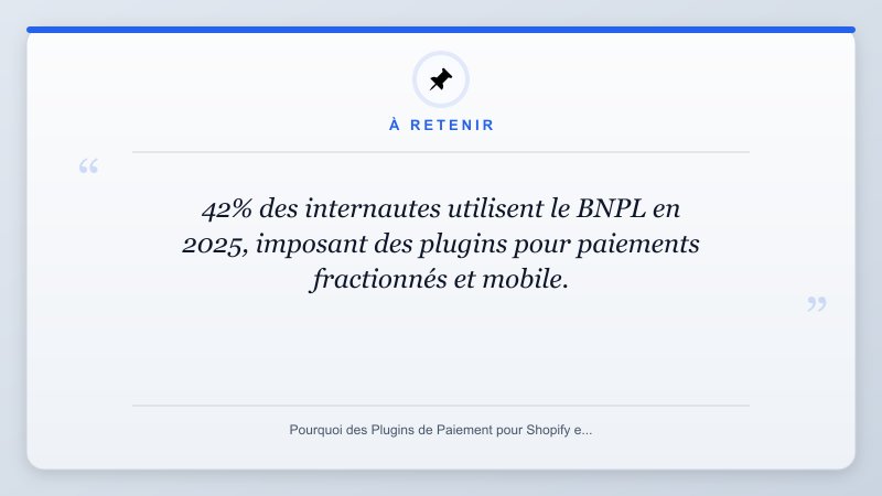À retenir: 42% des internautes utilisent le BNPL en 2025, imposant des plugins pour paiements fractionnés et mo...