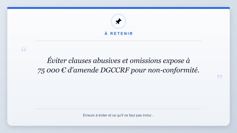 À retenir: Éviter clauses abusives et omissions expose à 75 000 € d'amende DGCCRF pour non-conformité.