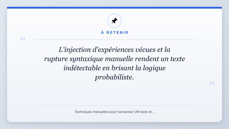 À retenir: L'injection d'expériences vécues et la rupture syntaxique manuelle rendent un texte indétectable en ...