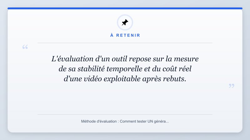 À retenir: L'évaluation d'un outil repose sur la mesure de sa stabilité temporelle et du coût réel d'une vidéo ...