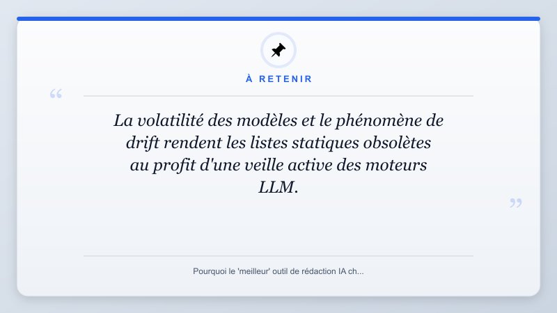 À retenir: La volatilité des modèles et le phénomène de drift rendent les listes statiques obsolètes au profit ...