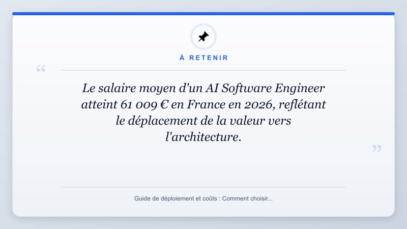 À retenir: Le salaire moyen d'un AI Software Engineer atteint 61 009 € en France en 2026, reflétant le déplacem...