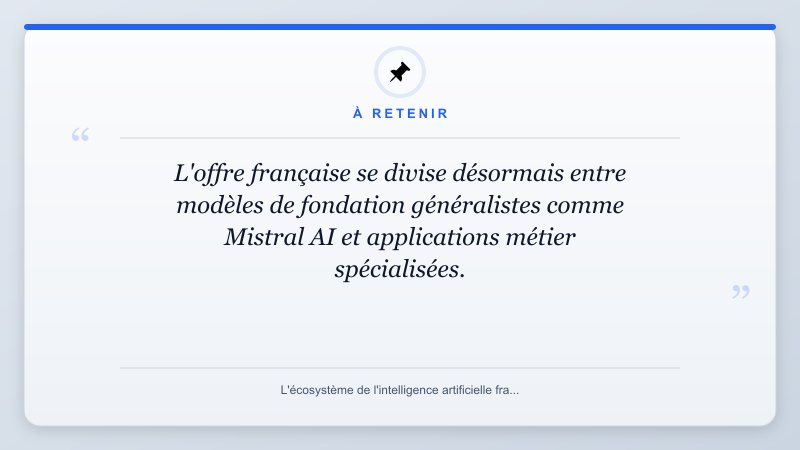 À retenir: L'offre française se divise désormais entre modèles de fondation généralistes comme Mistral AI et ap...